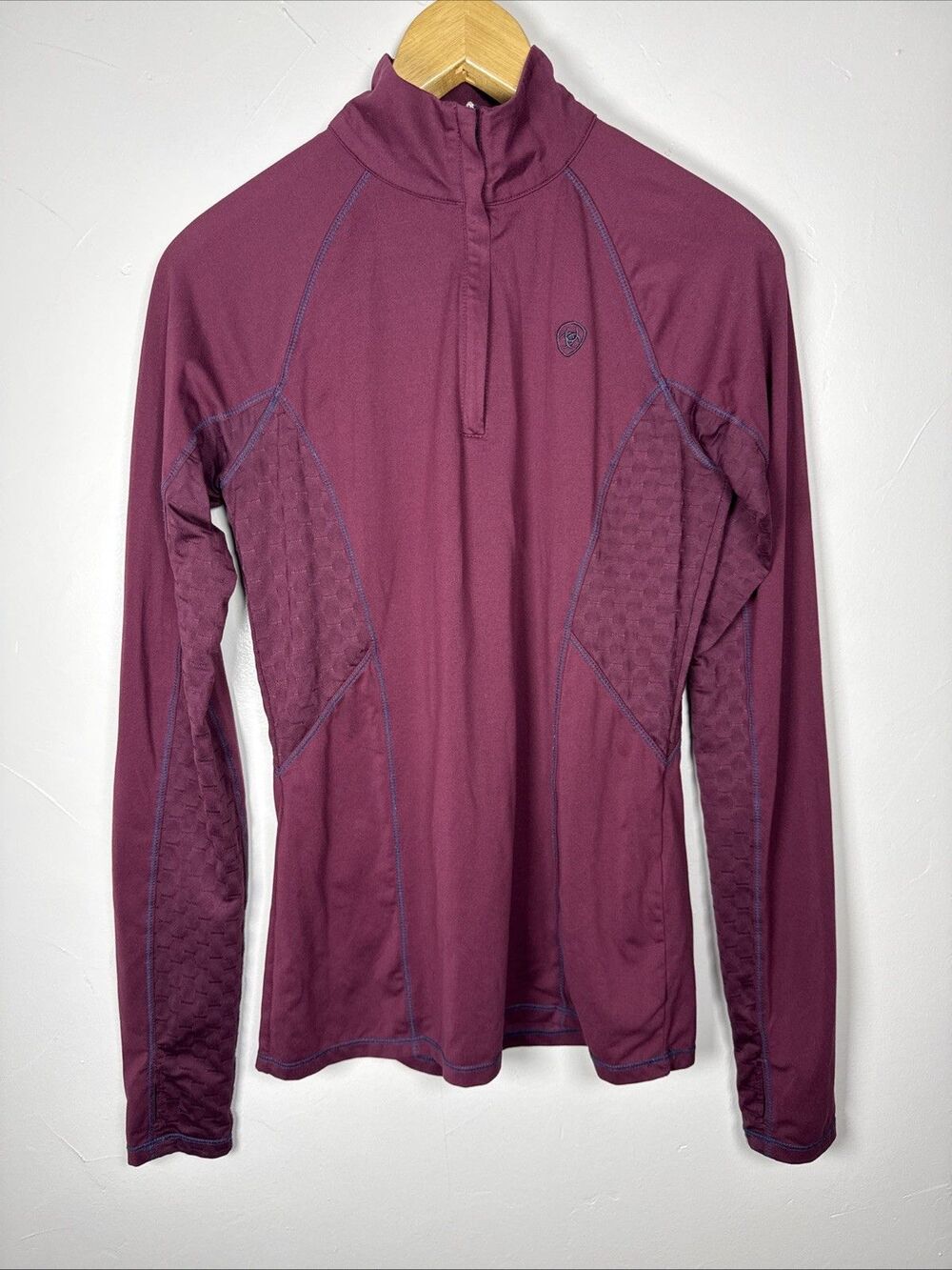 Ariat Tek Cold Series 1/4 Zip Baselayer Pullover Size Small Plum Purple Layering - Picture 2 of 11